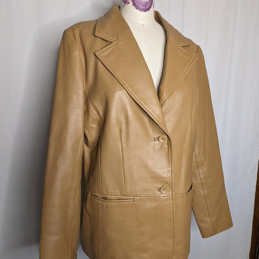 Old Navy Faux Leather Brown Blazer